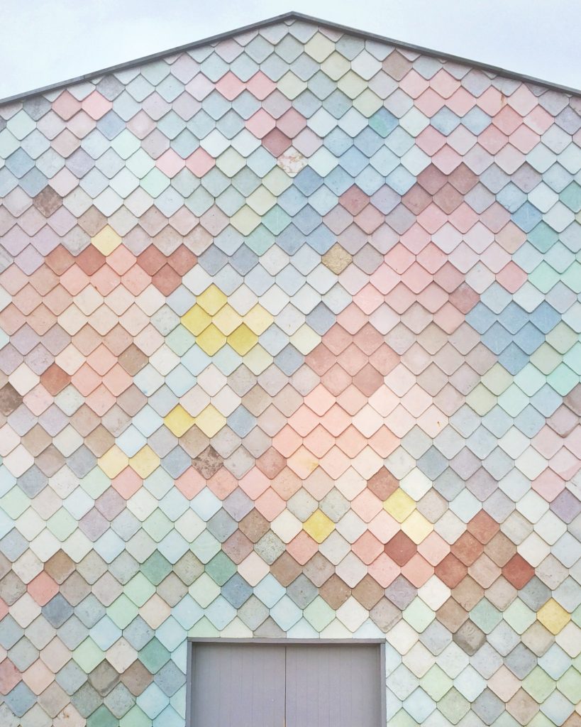 pastel wall paint design on external facade